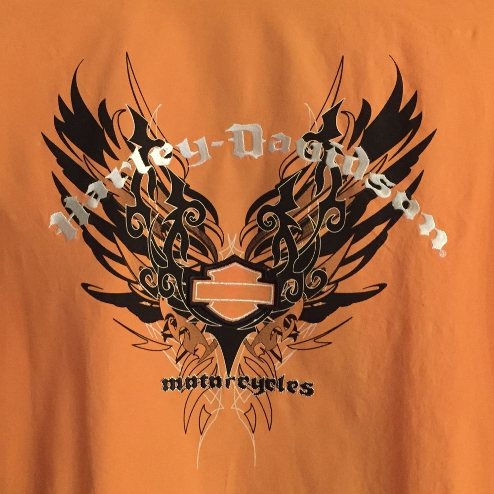 Harley Davidson orange blouse